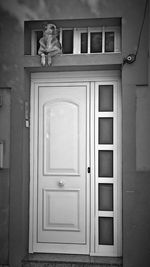 Closed door of building