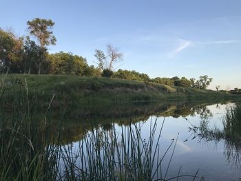 Scenic view of lake against sky