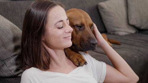 Young woman with dog