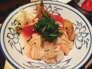 Close-up of food served in plate