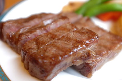 Close-up of meat in plate
