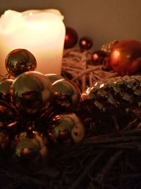 Close-up of illuminated christmas tree