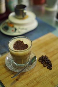 High angle view of coffee on table