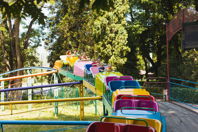 View of empty swing in park