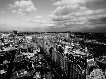 High angle view of cityscape against sky