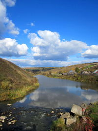 Scenic view of lake against sky