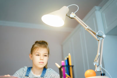 Girl studying at home