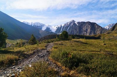 Scenic view of mountains against sky