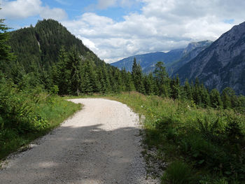 Road amidst trees against sky