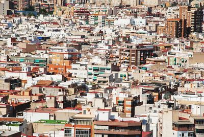 High angle view of buildings in city