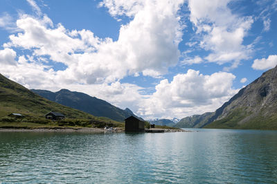 Scenic view of lake against sky