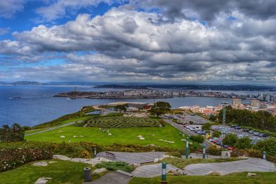 Scenic view of sea against cloudy sky