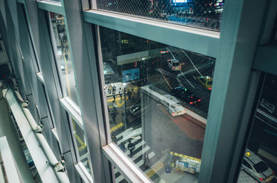 High angle view of window in store