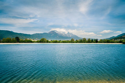 Scenic view of lake against sky