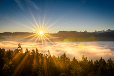 Scenic view of landscape against sky during sunset