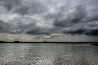 Scenic view of sea against cloudy sky
