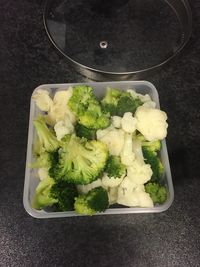 High angle view of vegetables in bowl