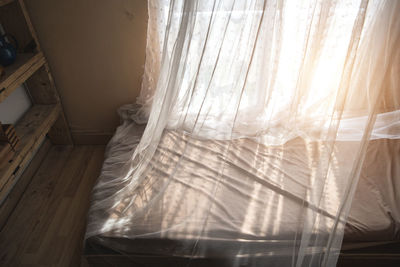 White curtain on window at home