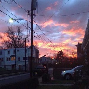 Electricity pylon at sunset