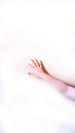 Close-up of hands against white background