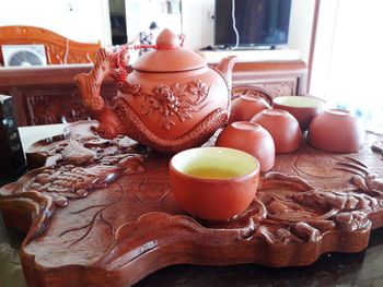Close-up of breakfast on table