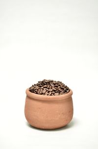 High angle view of cupcakes against white background