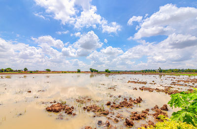 Scenic view of lake against sky