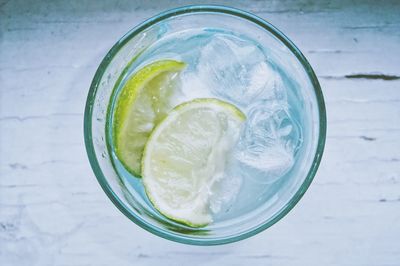 High angle view of lemonade on table