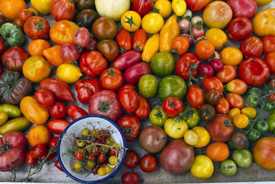 High angle view of fruits for sale in market