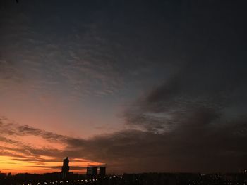 Silhouette buildings against sky during sunset