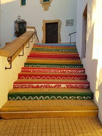 High angle view of multi colored stairs