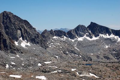 Scenic view of mountains against clear sky