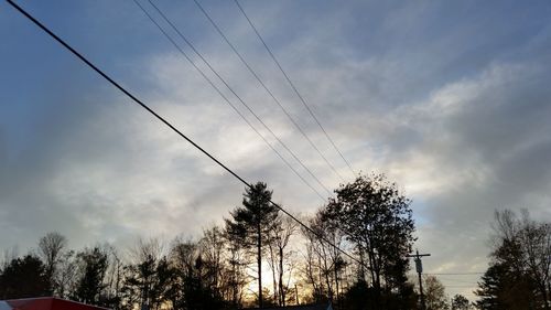 Low angle view of silhouette trees against sky