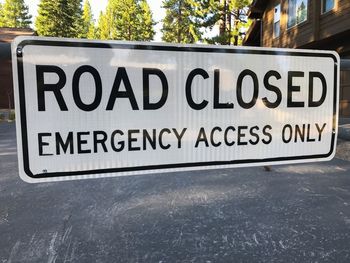 Close-up of information sign