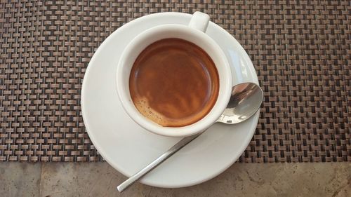 High angle view of coffee on table