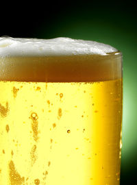 Close-up of beer glass