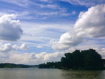 Scenic view of sea against cloudy sky