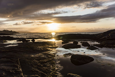 Scenic view of sea against sky during sunset