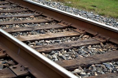 High angle view of railroad tracks