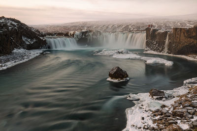 Godafoss, god's waterfall in iceland at winter