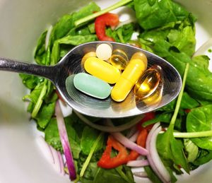 High angle view of vegetables in bowl