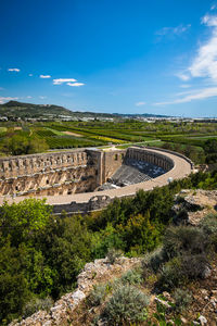 Roman amphitheater of aspendos ancient city near antalya, turkey. an antique ruined city