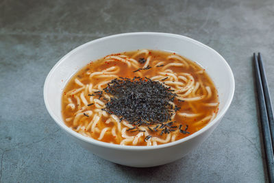 High angle view of food in bowl