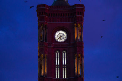 Famous landmark and architecture clock tower, red tower in berlin