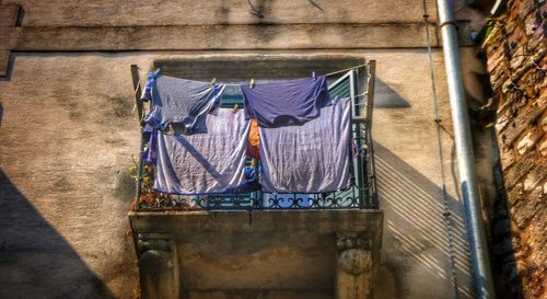 Close-up of clothes drying