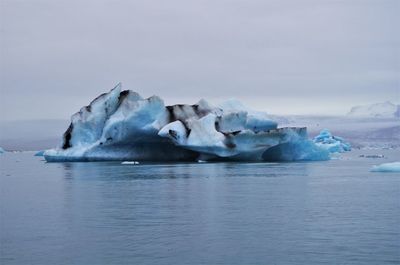 Scenic view of frozen sea against sky