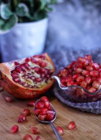 Close-up of fruits in bowl on table