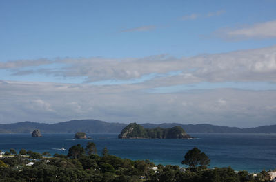Scenic view of sea against cloudy sky