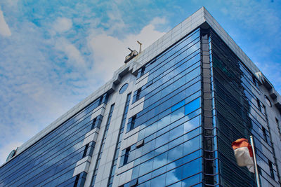 Low angle view of modern building against sky