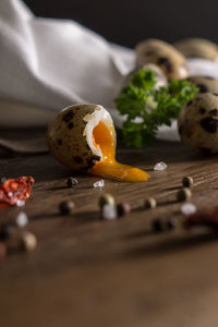 Close-up of breakfast on table